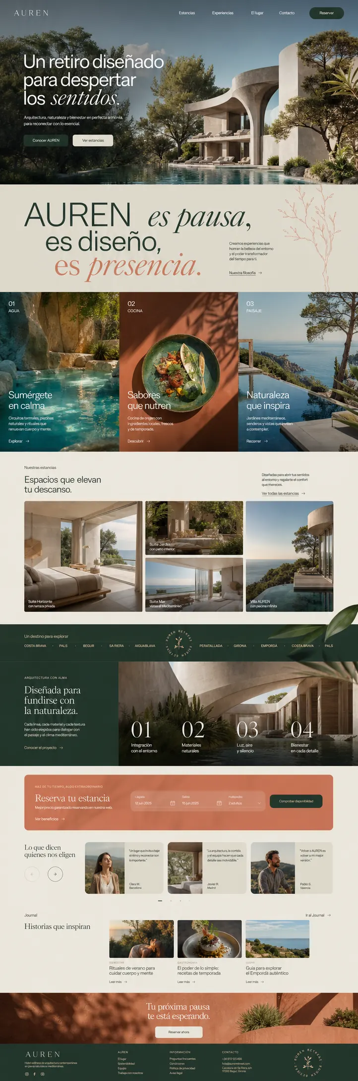 Web premium de hospitality creada con Elementor