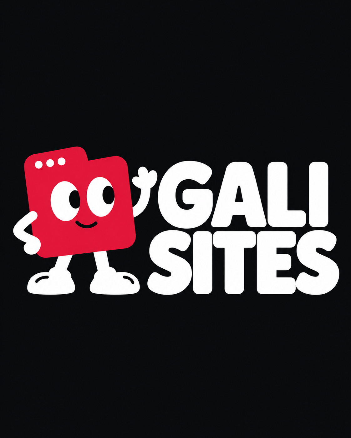 Gali Sites, logo con mascota para fondo oscuro